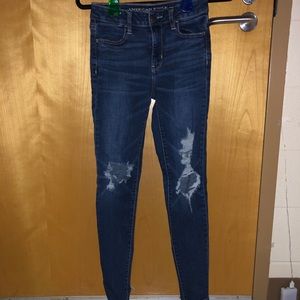 American Eagle High-Rise Jegging Dark Ripped Jeans